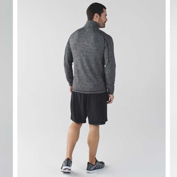 Lululemon Surge Warm 1/2 Zip Raven Stripe Black Heathered Black Ptp 21.5 - Picture 9 of 10